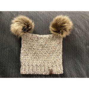 Langom  Knit Hat  With Pom Poms J43